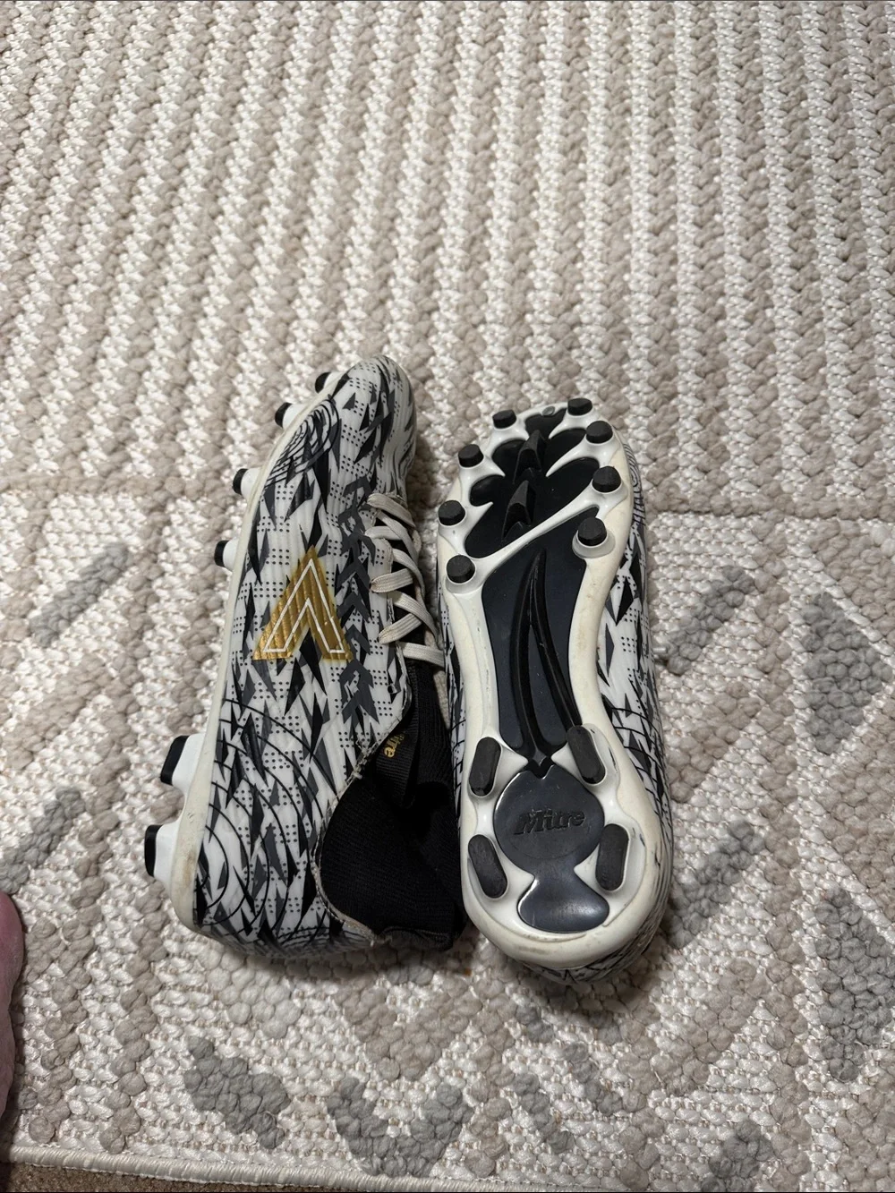 Kids Black & White Geometric Lace-Up Sneakers